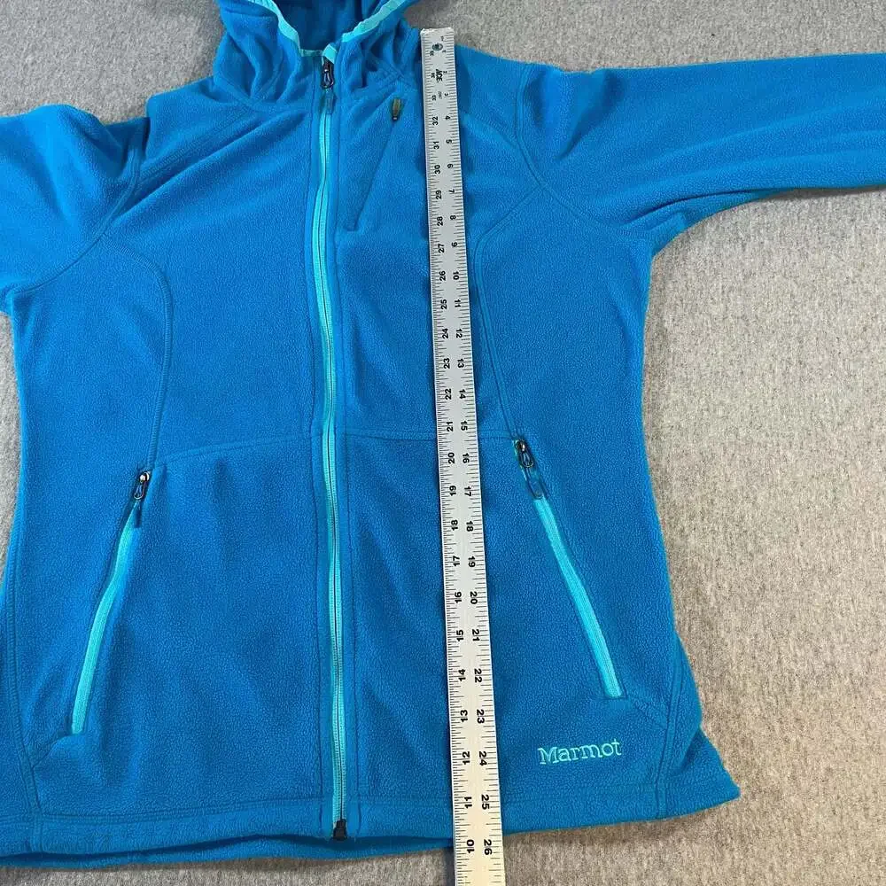 Marmot Teal Blue Polartec Full-Zip Fleece Hoodie Jacket Women’s L - Picture 3 of 8